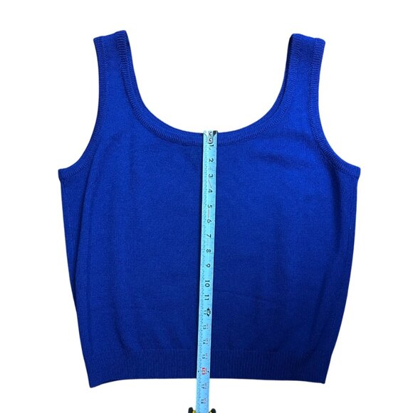 St. John Vintage Santana Knit Shell Tank Top Large Basic Blue Great Condition - Picture 8 of 9